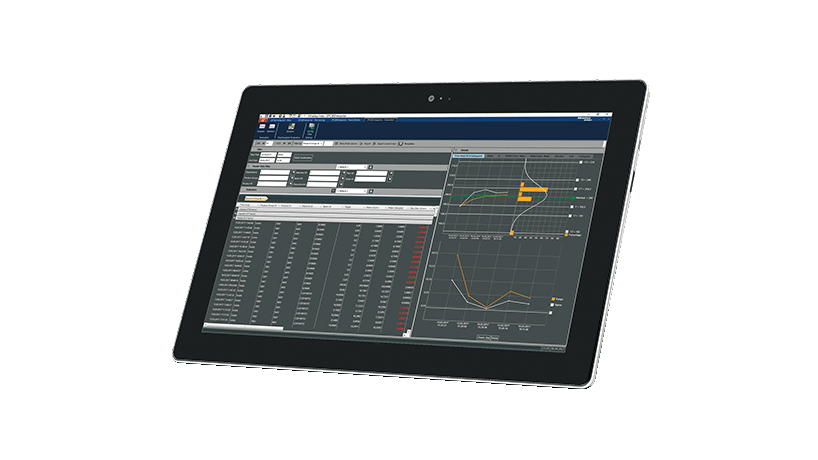 Afbeelding toont de draaiende Software SPC@Enterprise op een tablet