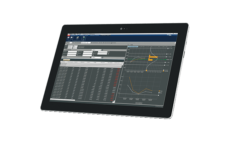 Afbeelding toont de draaiende Software SPC@Enterprise op een tablet