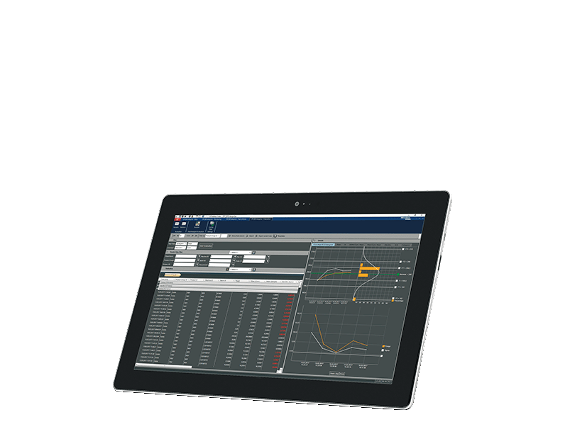 Afbeelding toont de draaiende Software SPC@Enterprise op een tablet