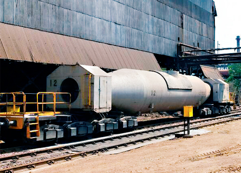 Torpedo ladle car on weighbridge 